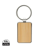 Rcs Recycled Zinc Alloy Rectangle Keychain With Bamboo