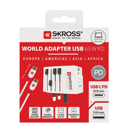Skross World Travel Adapter Muv 65W Pd With Usb C Cable