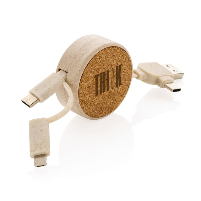 Cork And Wheat 6-In-1 Retractable Cable