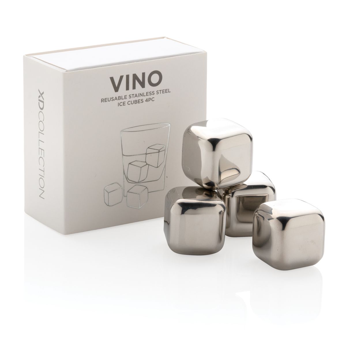Re-Usable Stainless Steel Ice Cubes 4Pc