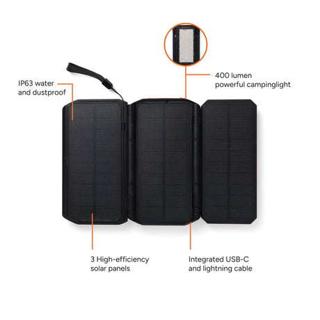 Nordic Drift Titan 10.000Mah Solar Powerbank With 3 Panels