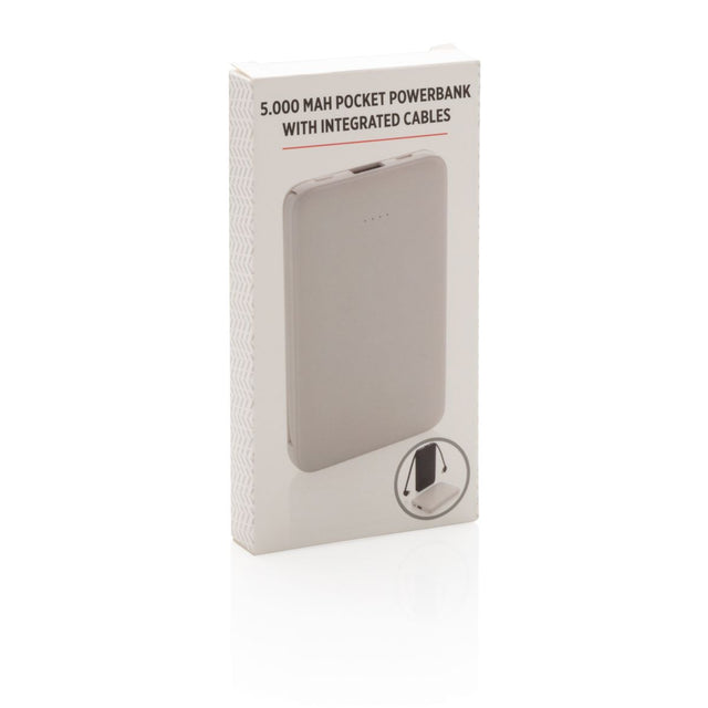 5.000 Mah Pocket Powerbank With Integrated Cables