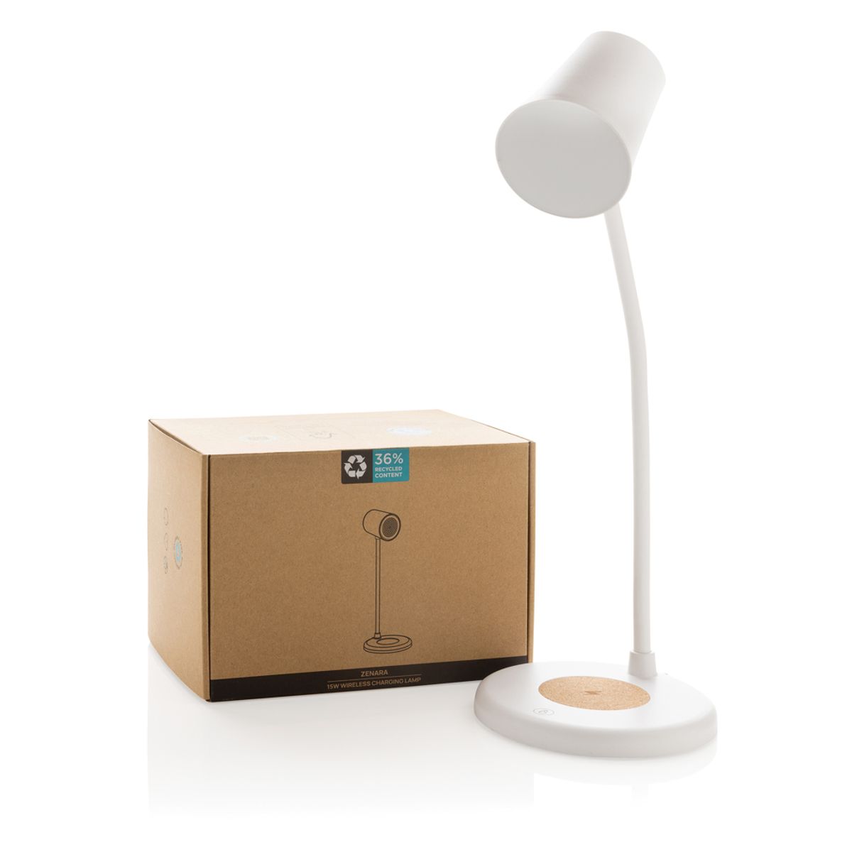 Zenara Rcs Recycled Plastic And Cork 15W Wireless Desk Lamp
