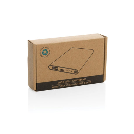 Rcs Recycled Plastic/Aluminium 4000Mah Powerbank With Type C