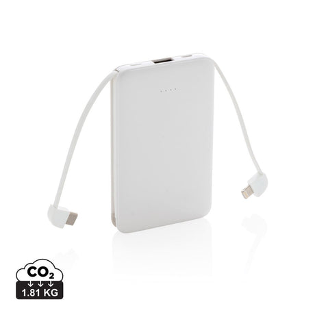 5.000 Mah Pocket Powerbank With Integrated Cables