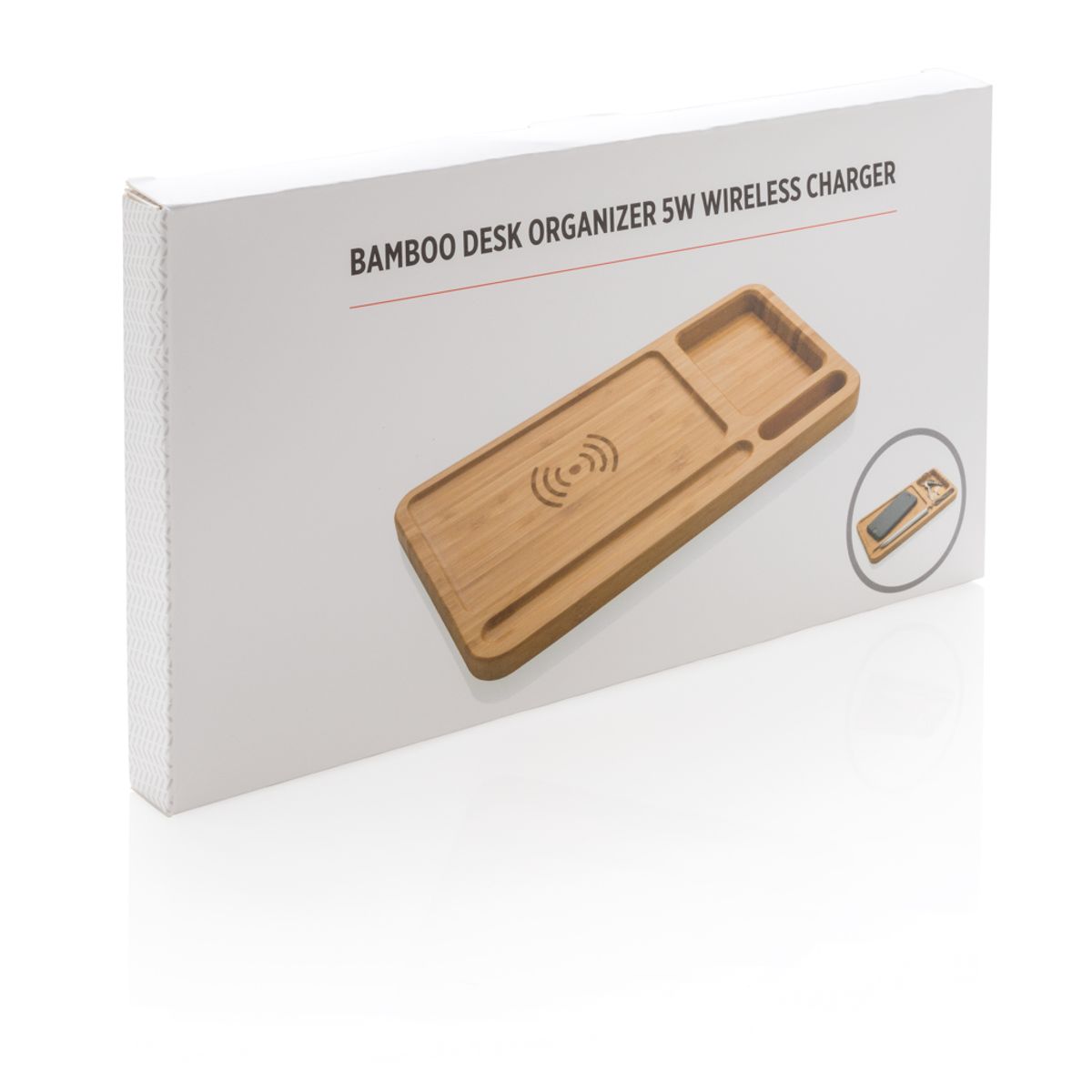 Bamboo Desk Organiser 5W Wireless Charger