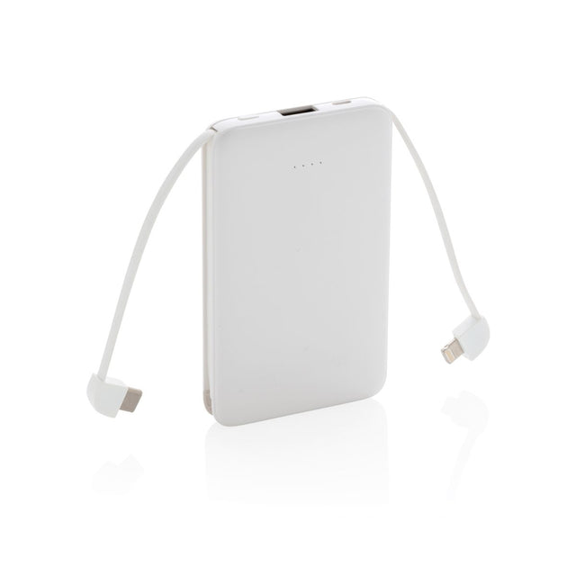 5.000 Mah Pocket Powerbank With Integrated Cables