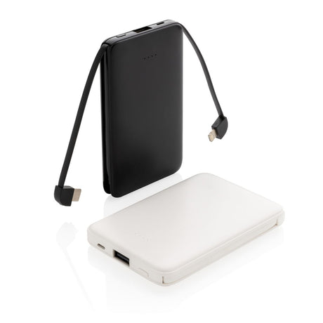 5.000 Mah Pocket Powerbank With Integrated Cables