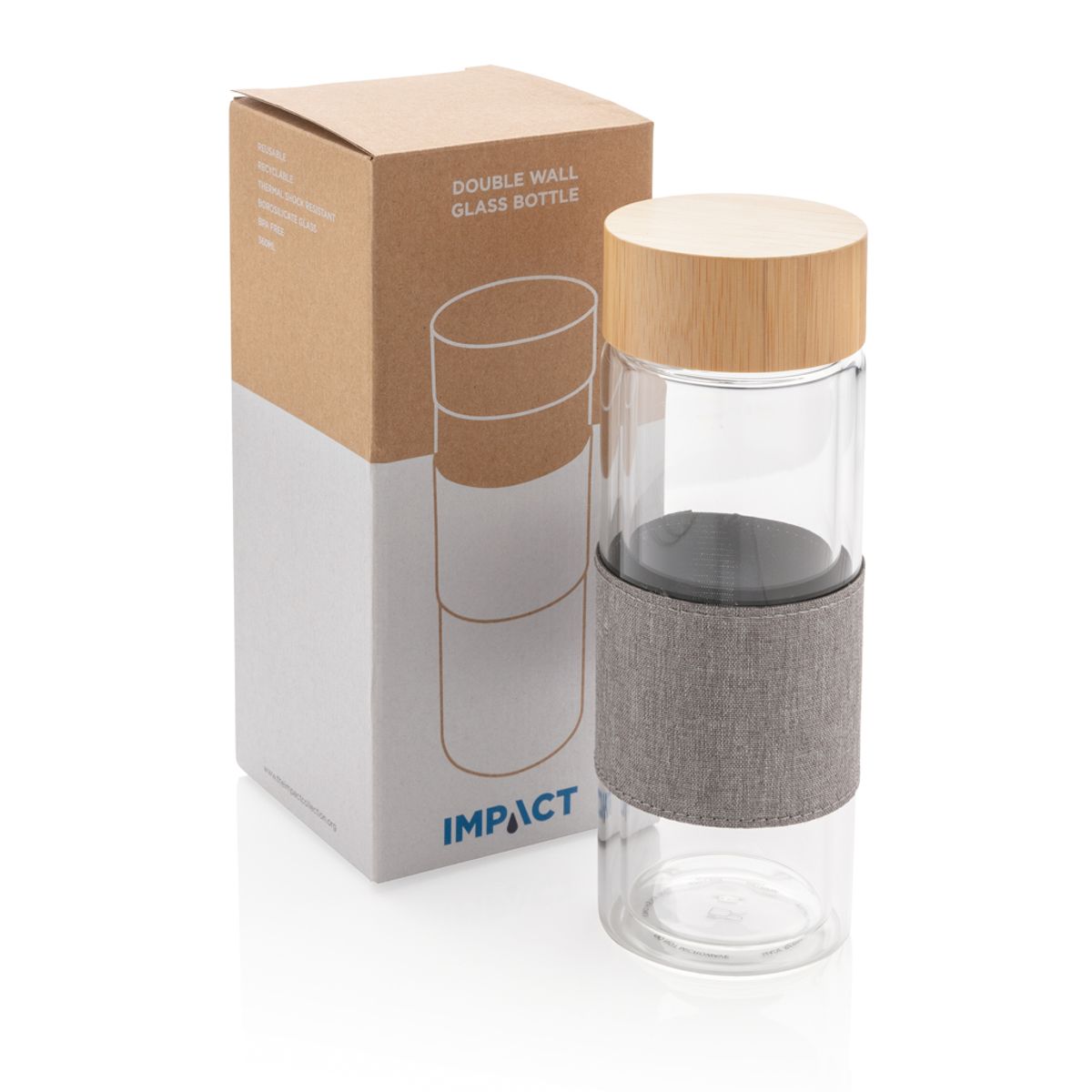 Impact Double Wall Borosilicate Glass Bottle