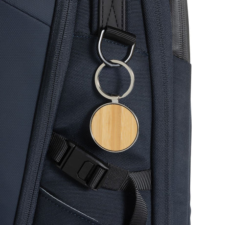 Rcs Recycled Zinc Alloy Round Keychain With Bamboo