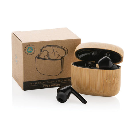 Bamboo Tws Earbuds With Rcs Recycled Plastic