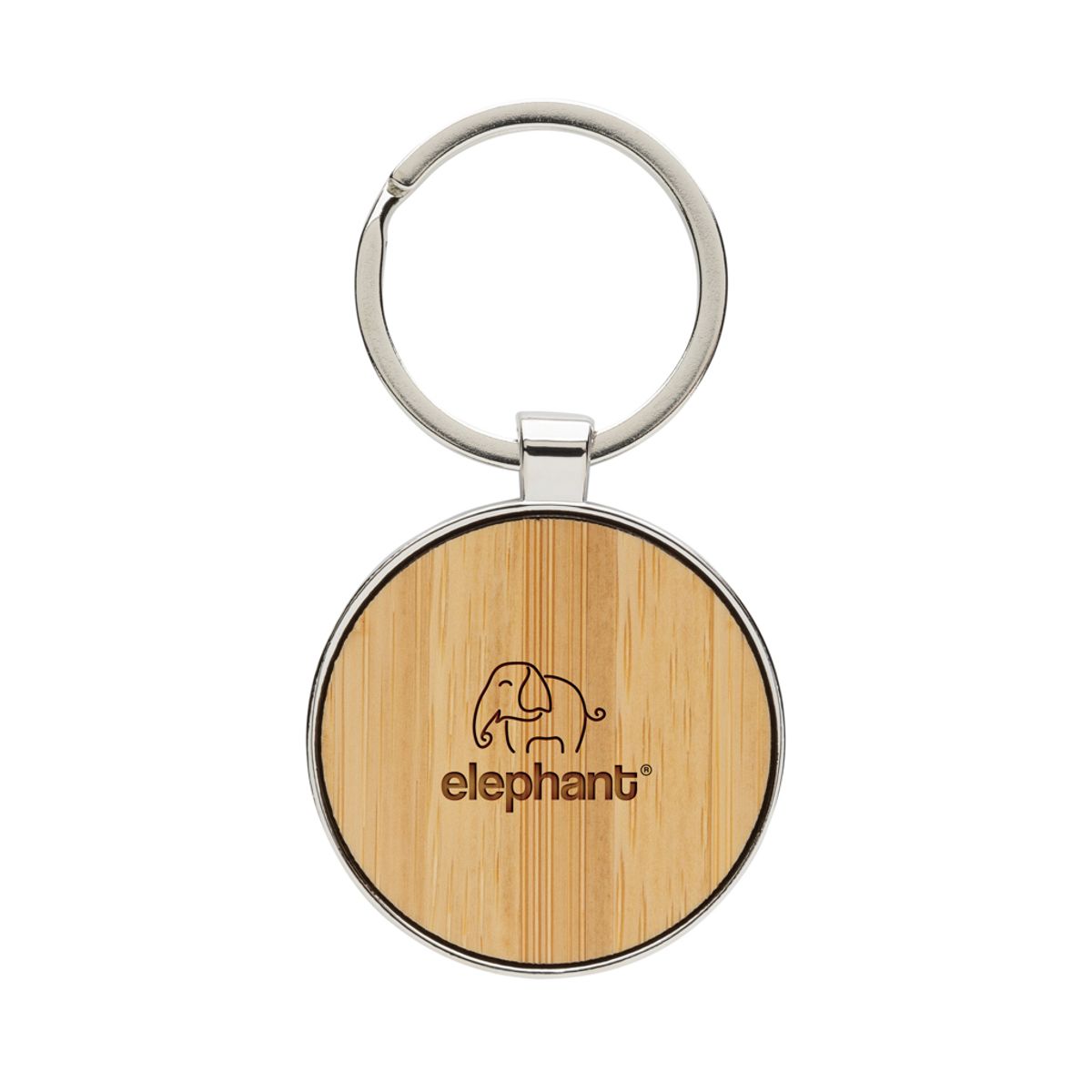 Rcs Recycled Zinc Alloy Round Keychain With Bamboo