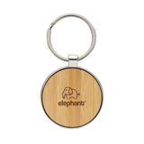 Rcs Recycled Zinc Alloy Round Keychain With Bamboo