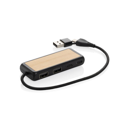 Link Rcs Recycled Plastic And Bamboo Dual Input Usb Hub