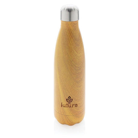 Vacuum Insulated Stainless Steel Bottle With Wood Print