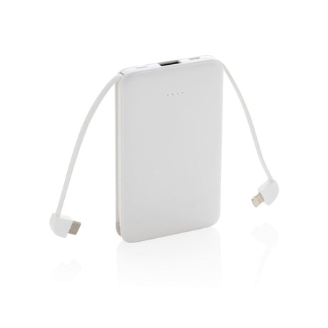 5.000 Mah Pocket Powerbank With Integrated Cables