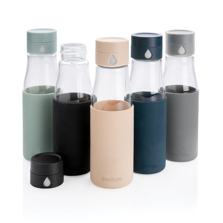 Ukiyo Glass Hydration Tracking Bottle With Sleeve