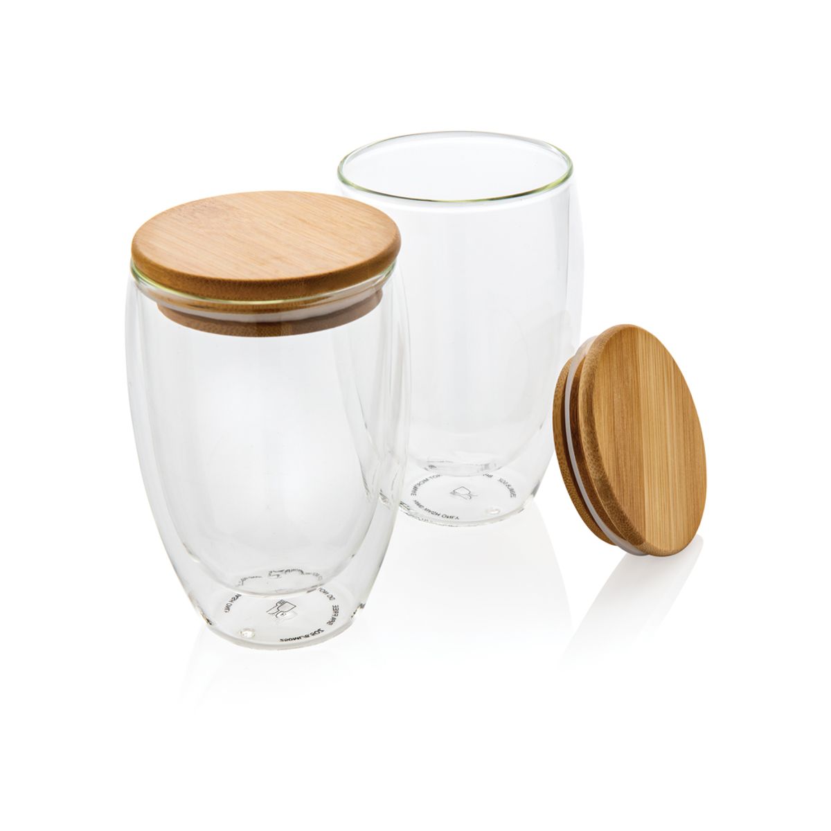 Double Wall Borosilicate Glass With Bamboo Lid 2Pc Set