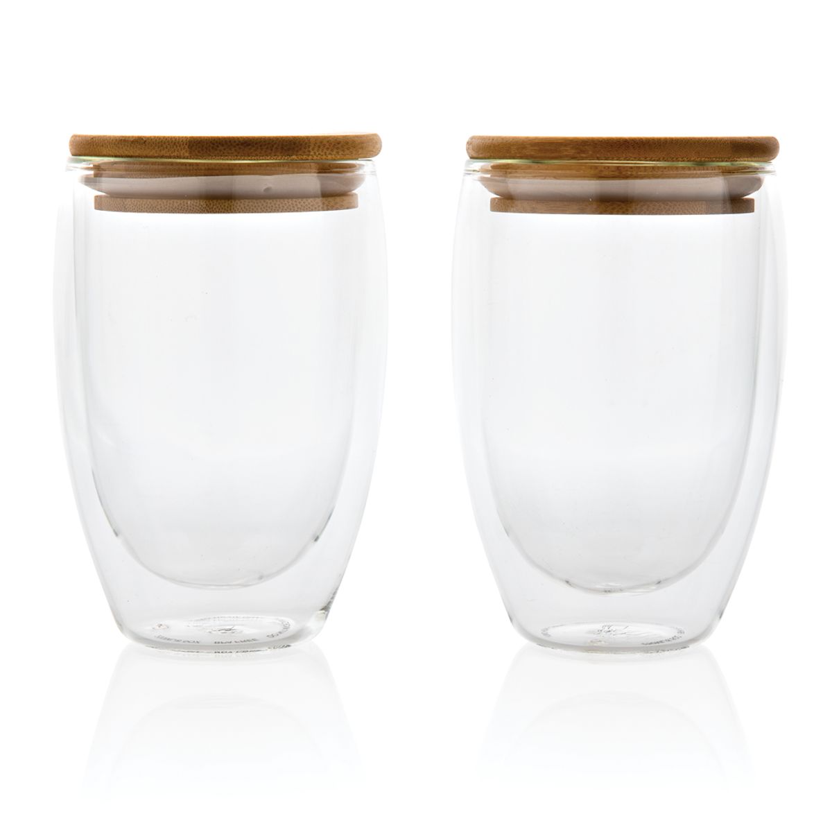Double Wall Borosilicate Glass With Bamboo Lid 2Pc Set