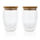 Double Wall Borosilicate Glass With Bamboo Lid 2Pc Set