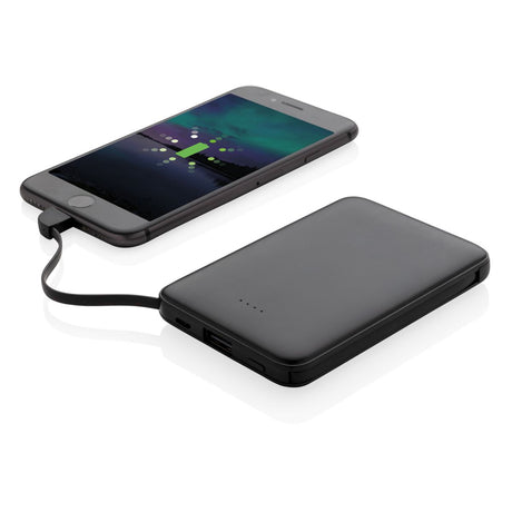 5.000 Mah Pocket Powerbank With Integrated Cables