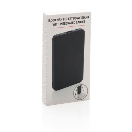 5.000 Mah Pocket Powerbank With Integrated Cables