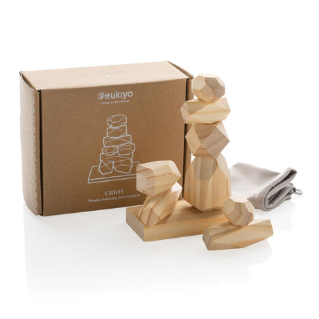 Ukiyo Crios Wooden Balancing Rocks In Pouch