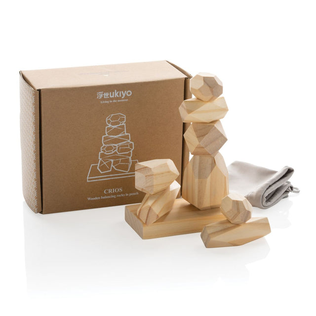 Ukiyo Crios Wooden Balancing Rocks In Pouch