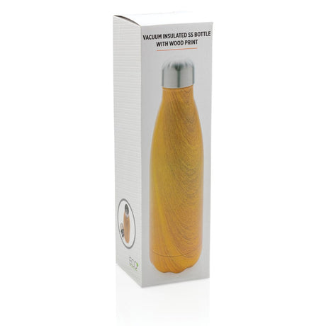 Vacuum Insulated Stainless Steel Bottle With Wood Print