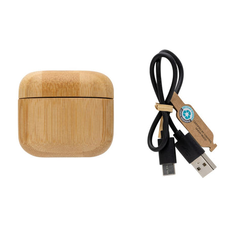 Bamboo Tws Earbuds With Rcs Recycled Plastic