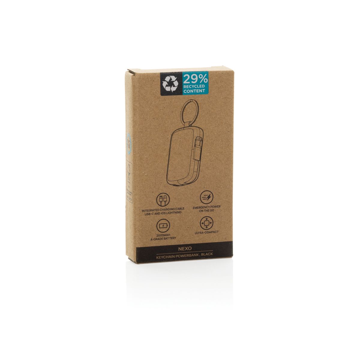 Nexo Rcs Keychain 2000 Mah Powerbank With Integrated Cables