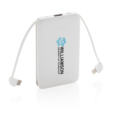 5.000 Mah Pocket Powerbank With Integrated Cables