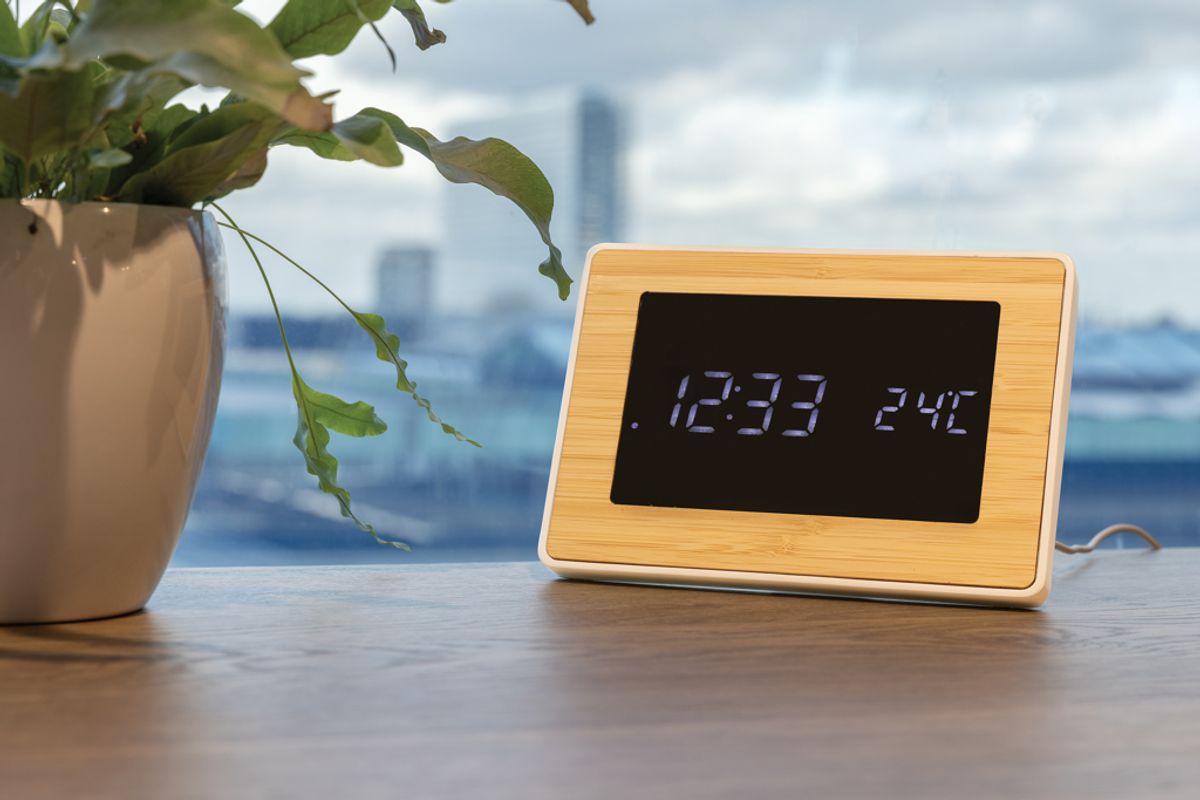 Utah Rcs Recycled Plastic And Bamboo Led Clock