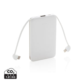 5.000 Mah Pocket Powerbank With Integrated Cables