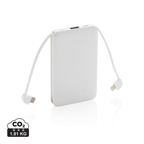 5.000 Mah Pocket Powerbank With Integrated Cables