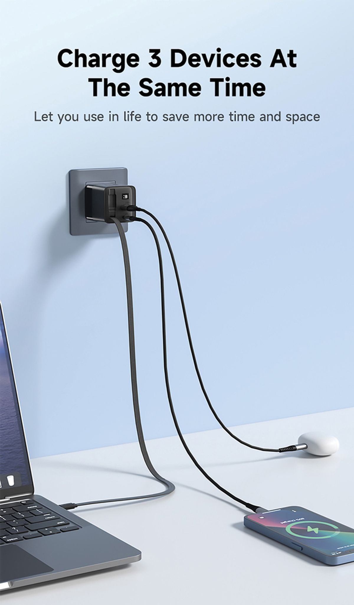 Urban Vitamin Mendocino 65W Gan Charger Retractable Cable