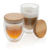 Double Wall Borosilicate Glass With Bamboo Lid 2Pc Set