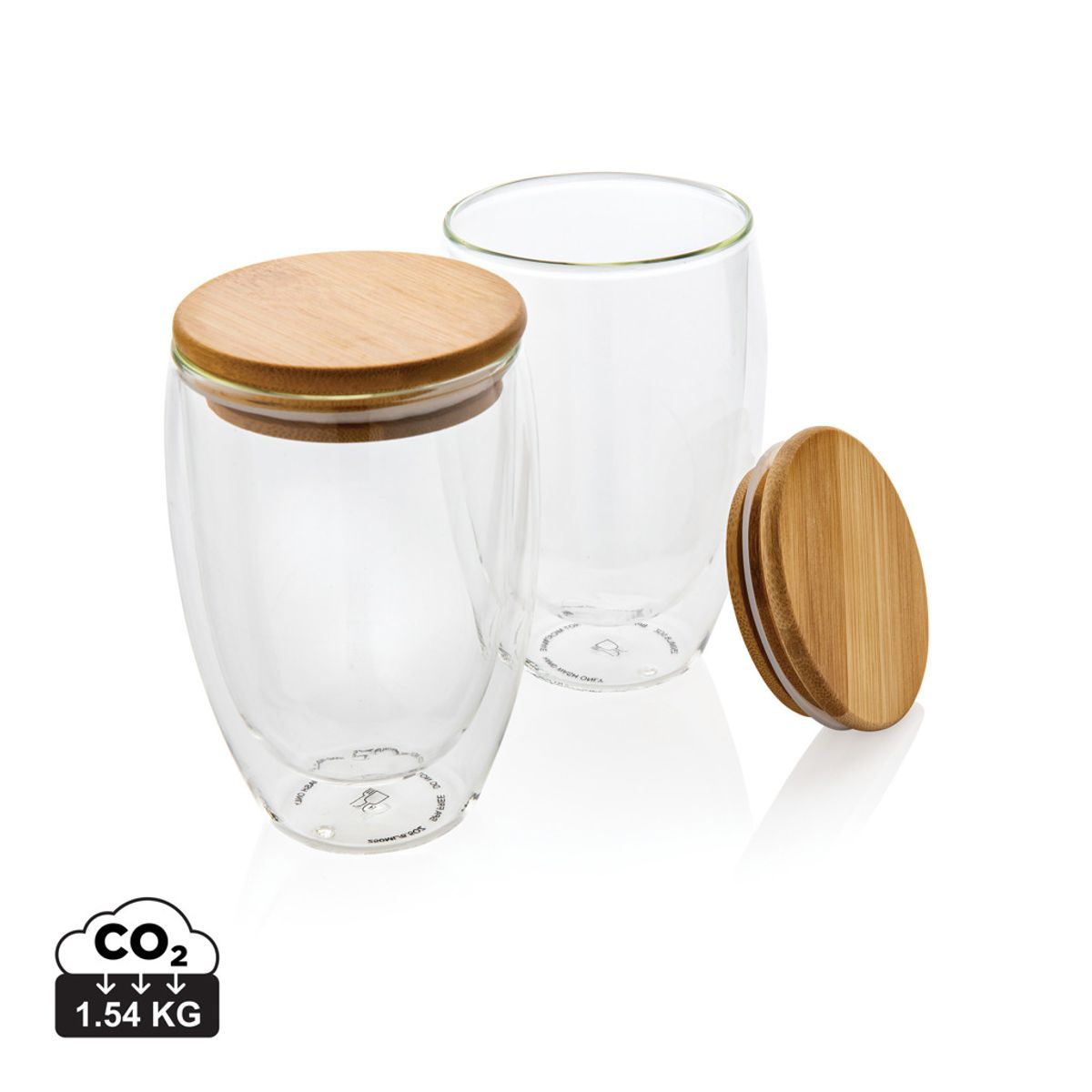 Double Wall Borosilicate Glass With Bamboo Lid 2Pc Set