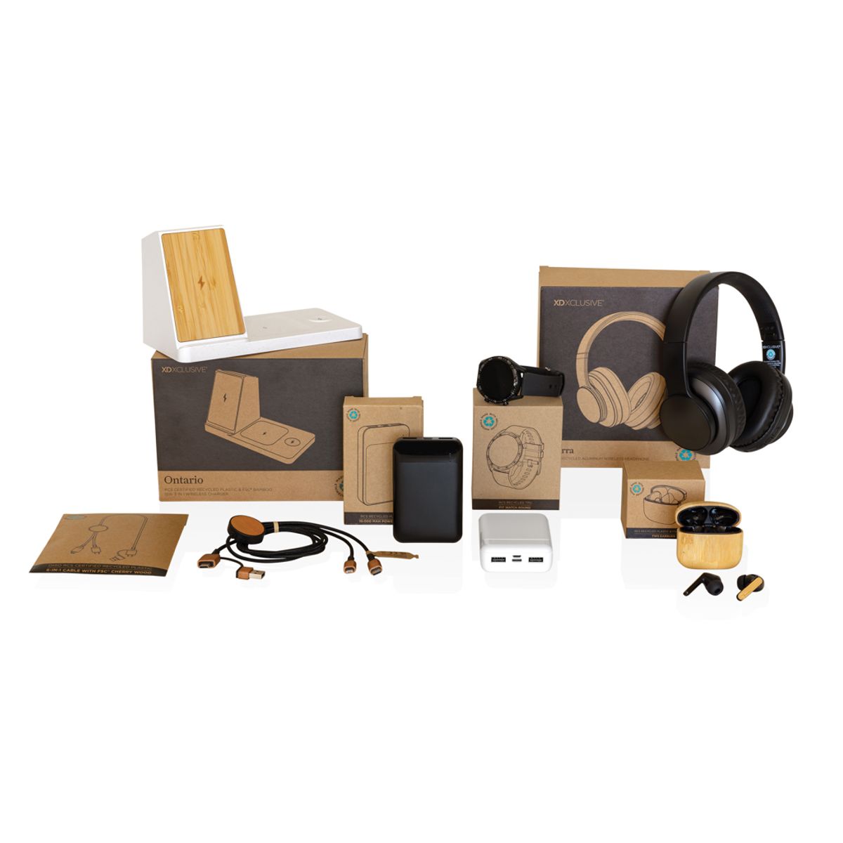 Ontario Recycled Plastic & Bamboo 3-In-1 Wireless Charger