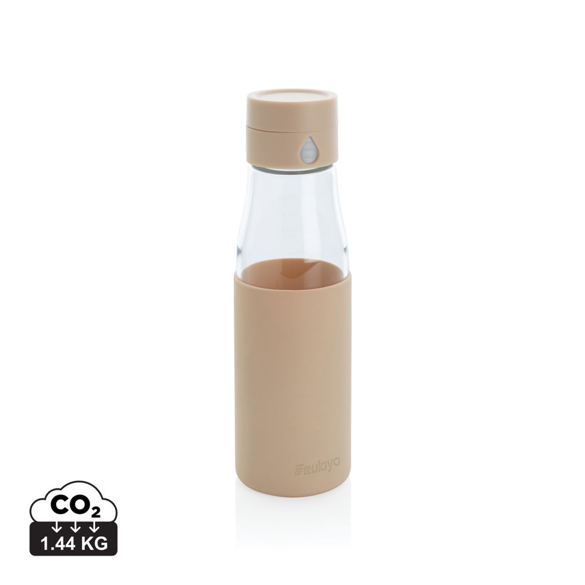 Ukiyo Glass Hydration Tracking Bottle With Sleeve
