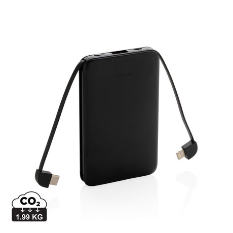 5.000 Mah Pocket Powerbank With Integrated Cables