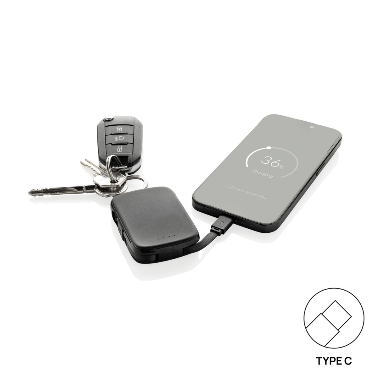 Nexo Rcs Keychain 2000 Mah Powerbank With Integrated Cables
