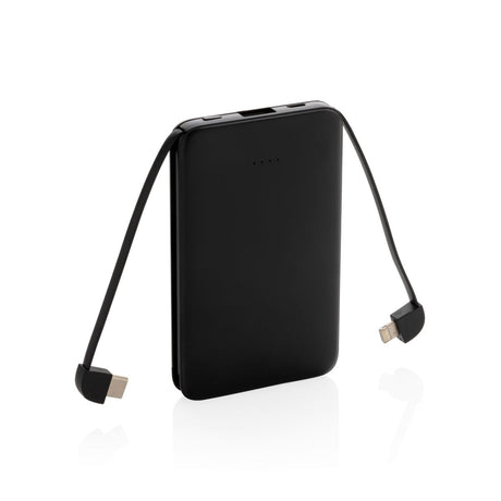 5.000 Mah Pocket Powerbank With Integrated Cables