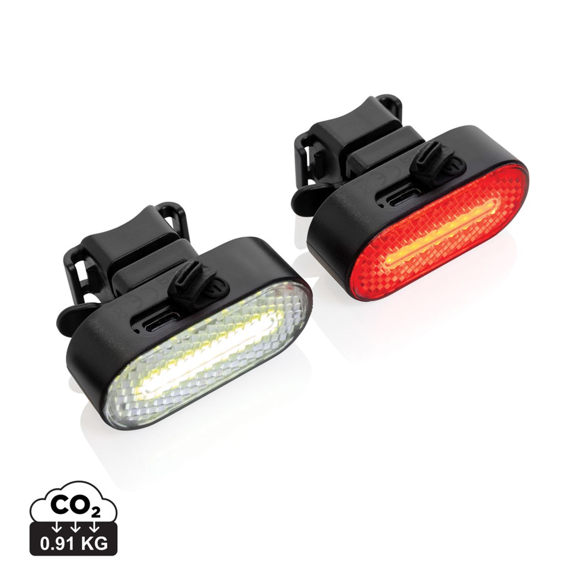Lumino Rcs Recycled Plastic Usb Re-Chargeable Bike Light Set