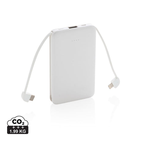 5.000 Mah Pocket Powerbank With Integrated Cables