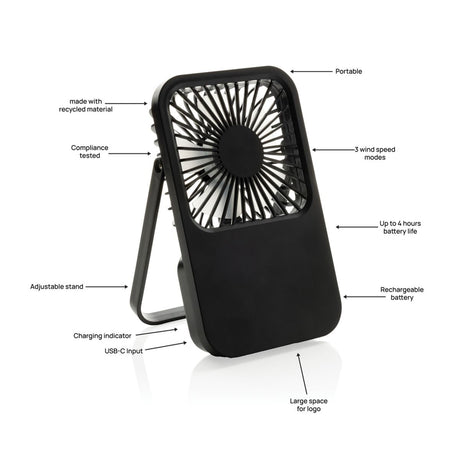 Aervina Rcs Recycled Plastic Re-Chargeable Desk Fan