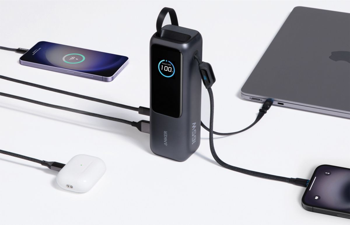 Anker Power Bank 25.000 Mah 165W, Built-In Retractable Cable