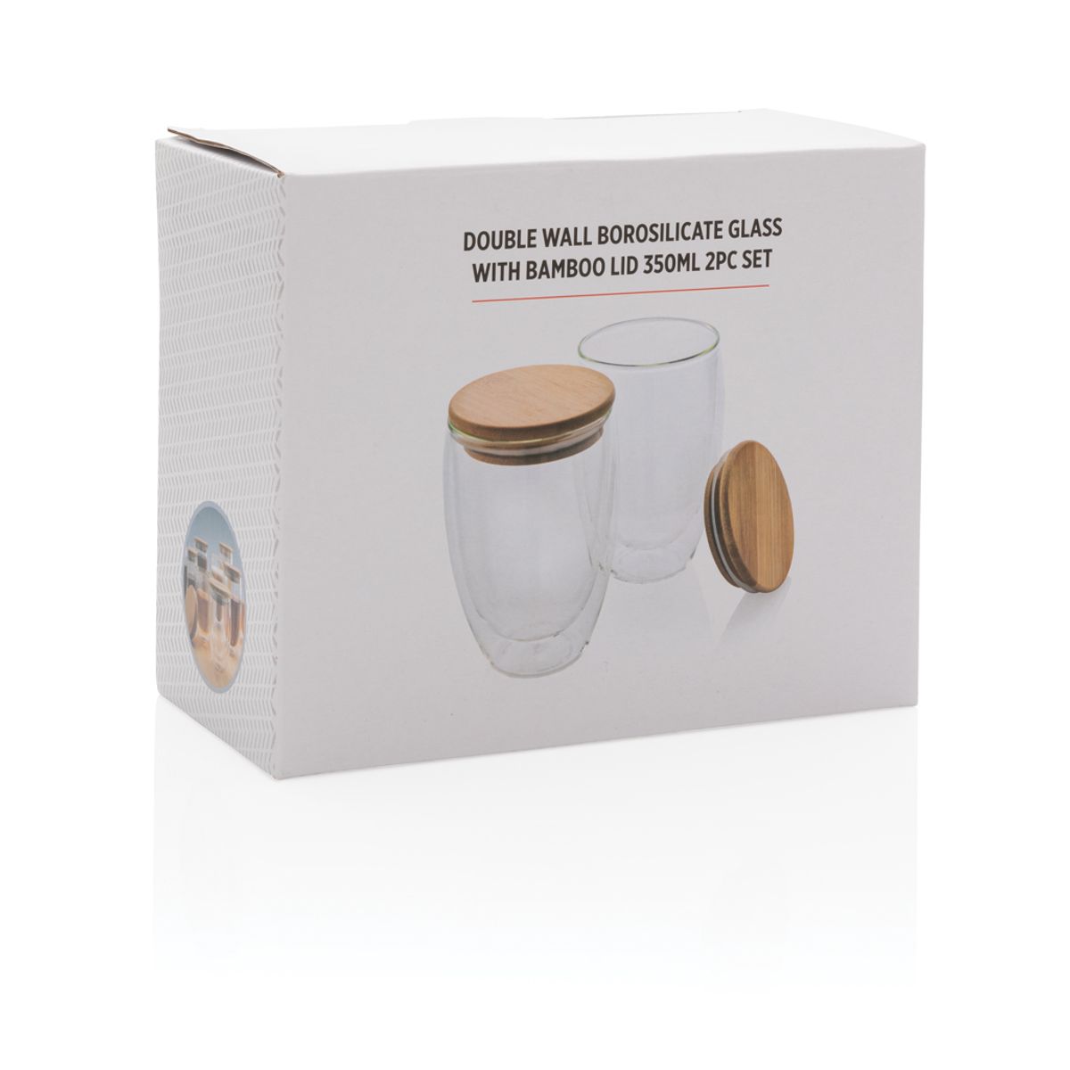 Double Wall Borosilicate Glass With Bamboo Lid 2Pc Set