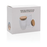 Double Wall Borosilicate Glass With Bamboo Lid 2Pc Set