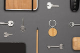Rcs Recycled Zinc Alloy Round Keychain With Bamboo